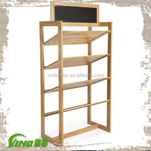 Estante de madera de pino vintage con pizarra como etiqueta de precio para suelo de madera estante de exhibición soporte de exhibición para la venta soporte con cabeza de madera - Product Image 3