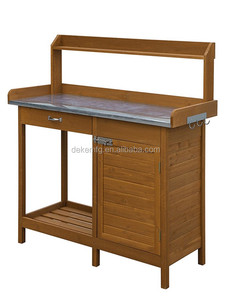 Table d'empotage en bois classique avec table étanche en métal avec étagère à tiroir d'armoire pour l'extérieur - Product Image 1