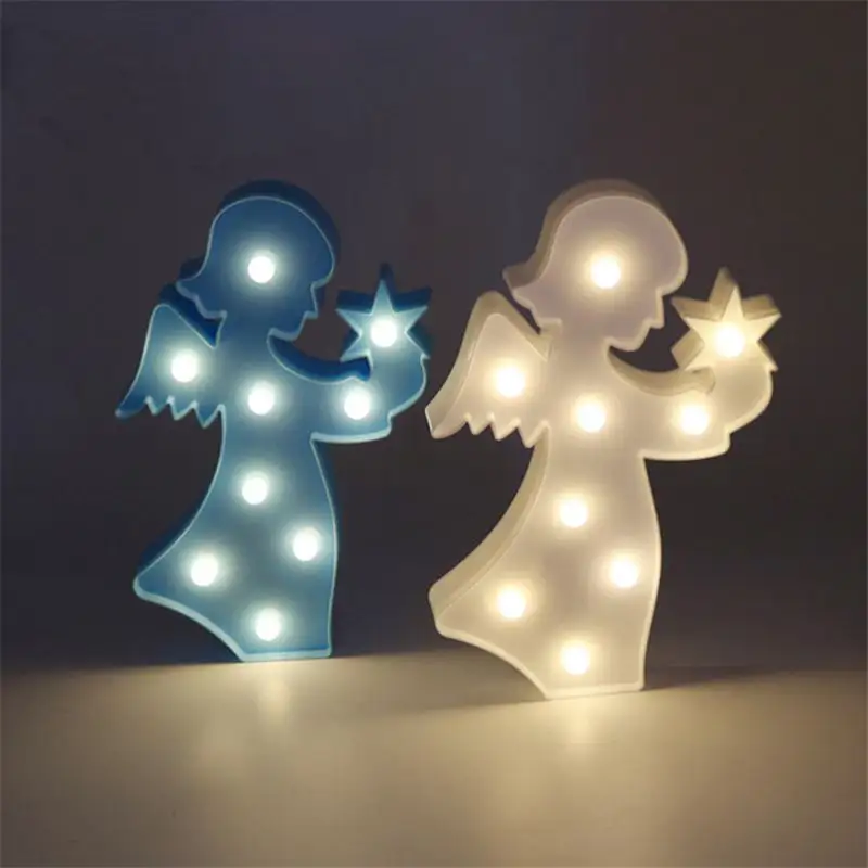 Lampe de chevet 3D à 9 LED en forme de lettres d'ange pour chapiteau, veilleuse, lampe pour la chambre des enfants filles, décor pour une fête de noël, un centre commercial ou un Bar, nouveau modèle