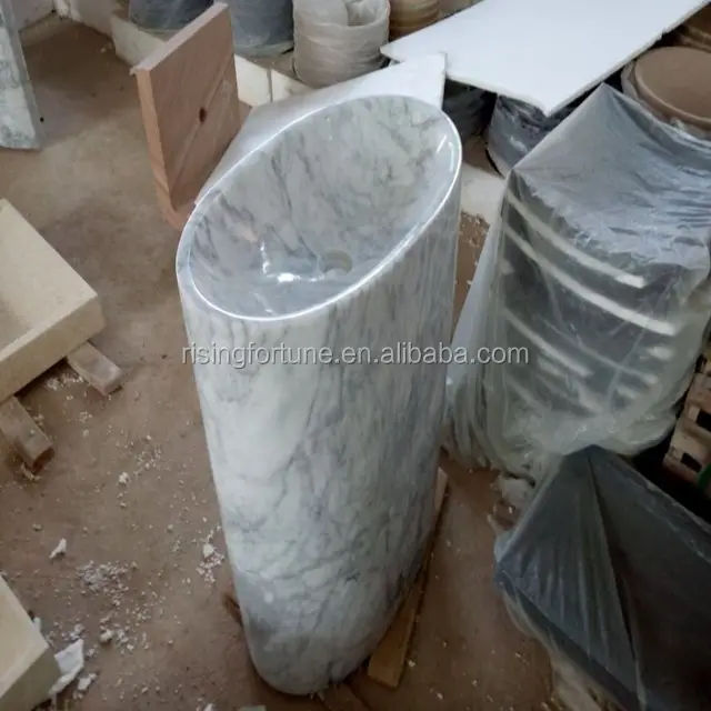 Italian white marble pedestal wash basin