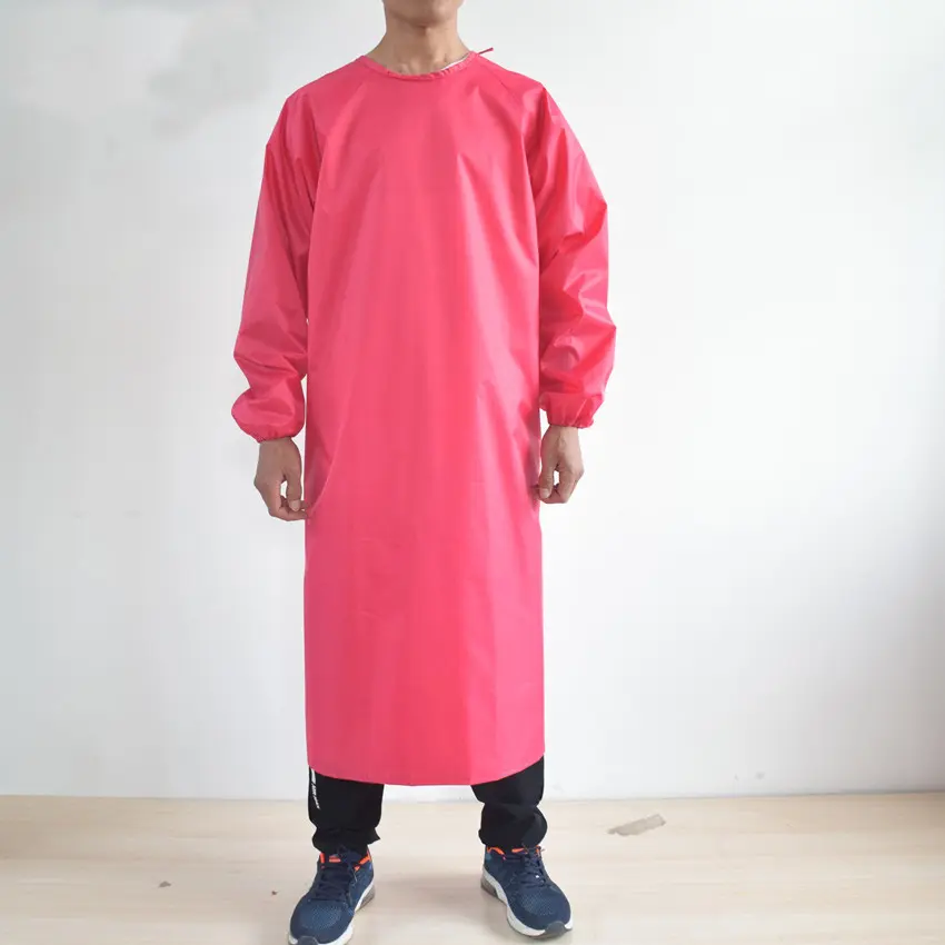 milk factory men rose red pink 20mm long sleeves heavy PVC apron