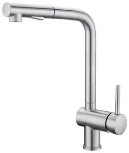 Chrome Pull Out Kitchen Mixer Tap Single Handle Stainless Steel Kitchen Sink Faucet Goose Neck with Pull Down Sprayer