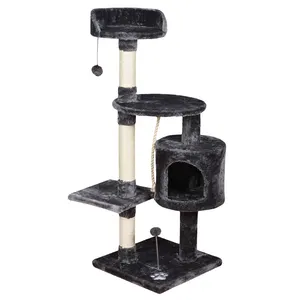 small large size dark grey high quality pet scratcher house tower condo cat trees