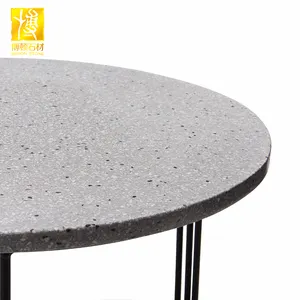 Redondo homem feito pedra telha topo terrazzo bandejas para mesa de café