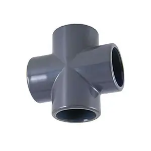 PVC Plastic Cross Pipe Fitting Weld and Clamp Connected Plumbing Fitting 4 Way Cross