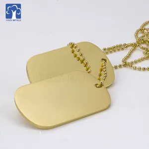 2024 PERSONALIZED EMBOSSED LOGO HIGH QUALITY METAL BRASS ANTIQUE GOLD DOG TAG WITH NECKLACE