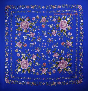Mantón de Manila de 54 Pulgadas, 100% Bordado a Mano, Chal de <span class=keywords><strong>Flamenco</strong></span> Español de Seda Pura - Product Image 1