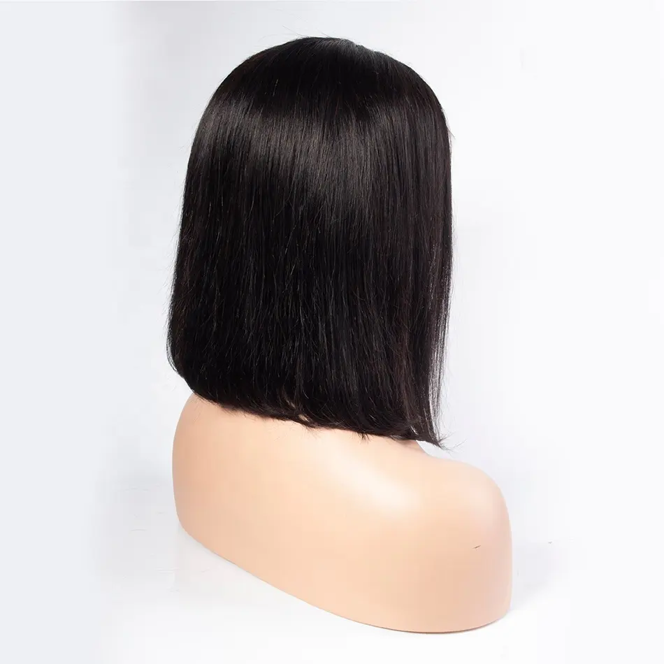 Perruque lace front wig naturelle malaisienne — Recool, cheveux humains, coupe au carré, lisse et soyeuse, 13x4, pour africaines et américaines, meilleure vente,