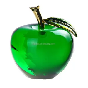 Fashionable clear colorful home decor 8cm crystal glass apple for family ornament