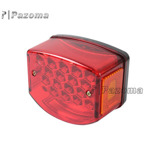 Moto LED 12V boîtier noir lentille rouge feu arrière feu stop feu d'avertissement pour Minsk 125cc Carpates <span class=keywords><strong>50cc</strong></span> - Product Image 1