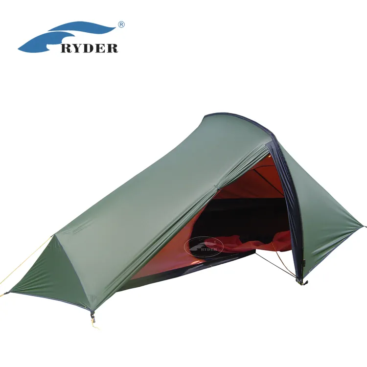 Personalizzato ultraleggero una persona doppio silicone due strati ripstop nylon impermeabile esercito di campeggio militare Trekking piccola tenda