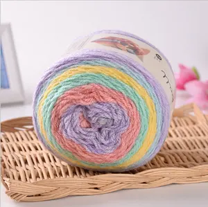 Varejo Fantasia Cor Melange Fio Bolo Crochet Malha De Fios De Lã Acrílica Mistura Várias Cores Bola Bolo Fábrica de Vender Diretamente