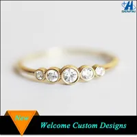 ล่าสุดการออกแบบแหวนนิ้วทองอเมริกันแต่งงานปลอมสามแหวนเพชร