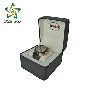 กล่องใส่นาฬิกาของขวัญแบบสั่งทำกล่องโชว์นาฬิกาทำจากหนัง PU กล่องนาฬิกาข้อมือพลาสติกขอบกลมทำจากจีน