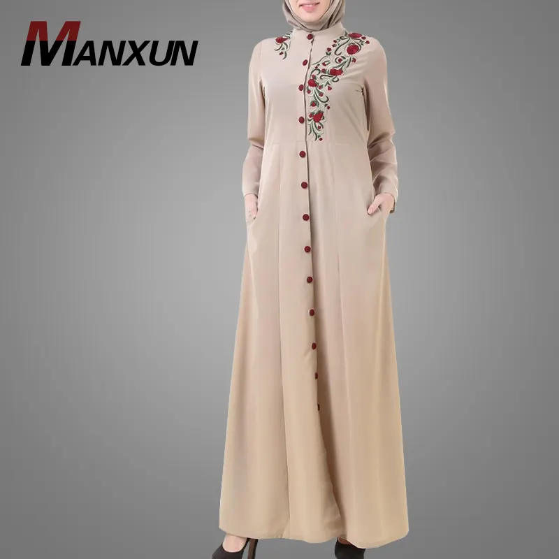 Muslimische Frauen tragen hochwertige bestickte islamische Kleidung Elegante Mode Mantel Stil Türkei Saudi Kaftan Kleid Dubai Abaya