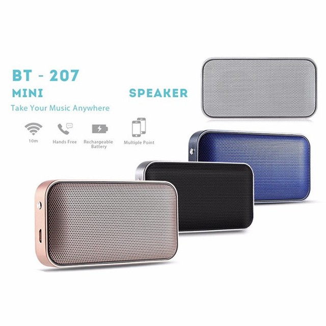 2021 BT207 Portable Wireless Blutooth Speaker Mini Small Metal Portable Music Sound Box Handsfree Outdoor Bass Wireless Speaker