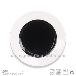 <span class=keywords><strong>noir</strong></span> et blanc plaque large rebord plat plaque deux tons plaque de <span class=keywords><strong>grès</strong></span> - Product Image 1