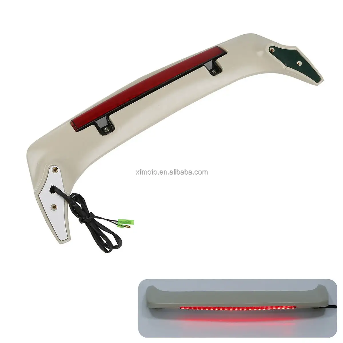 TCMT XF29011878-R-UP Unpainted Trunk Spoiler W/ LED Red Light For Honda Goldwing GL1800 01-11 2002 03
