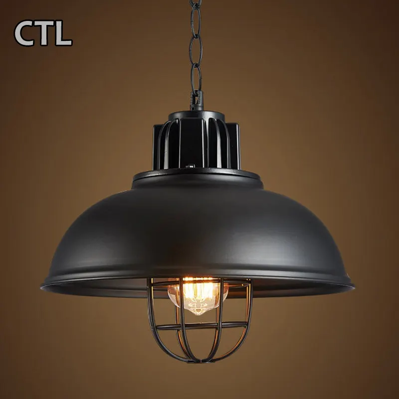 Preço de fábrica do vintage lâmpada de ferro preto suporte da lâmpada e27 luz pingente de loft indústria retro do vintage