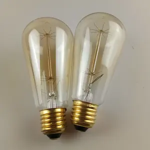 E26 Base 110V Vintage Edison Bulbs 60W Squirrel Cage Filament Incandescent Antique Light Bulb ST64 for Home Light Fixtures