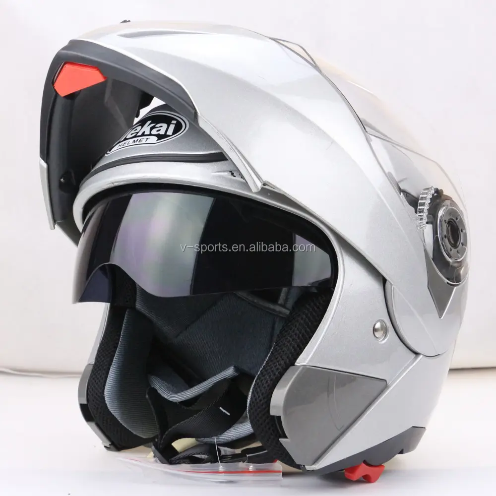 Yeni gelenler en iyi satış güvenli yukarı çevirmek motosiklet kask iç güneşlik herkes ekonomik çift Lens motosiklet kask