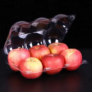 Best-Selling Clear Pet 6 Gaten Wegwerp Plastic Scharnierende Peer/Apple Fruit Container