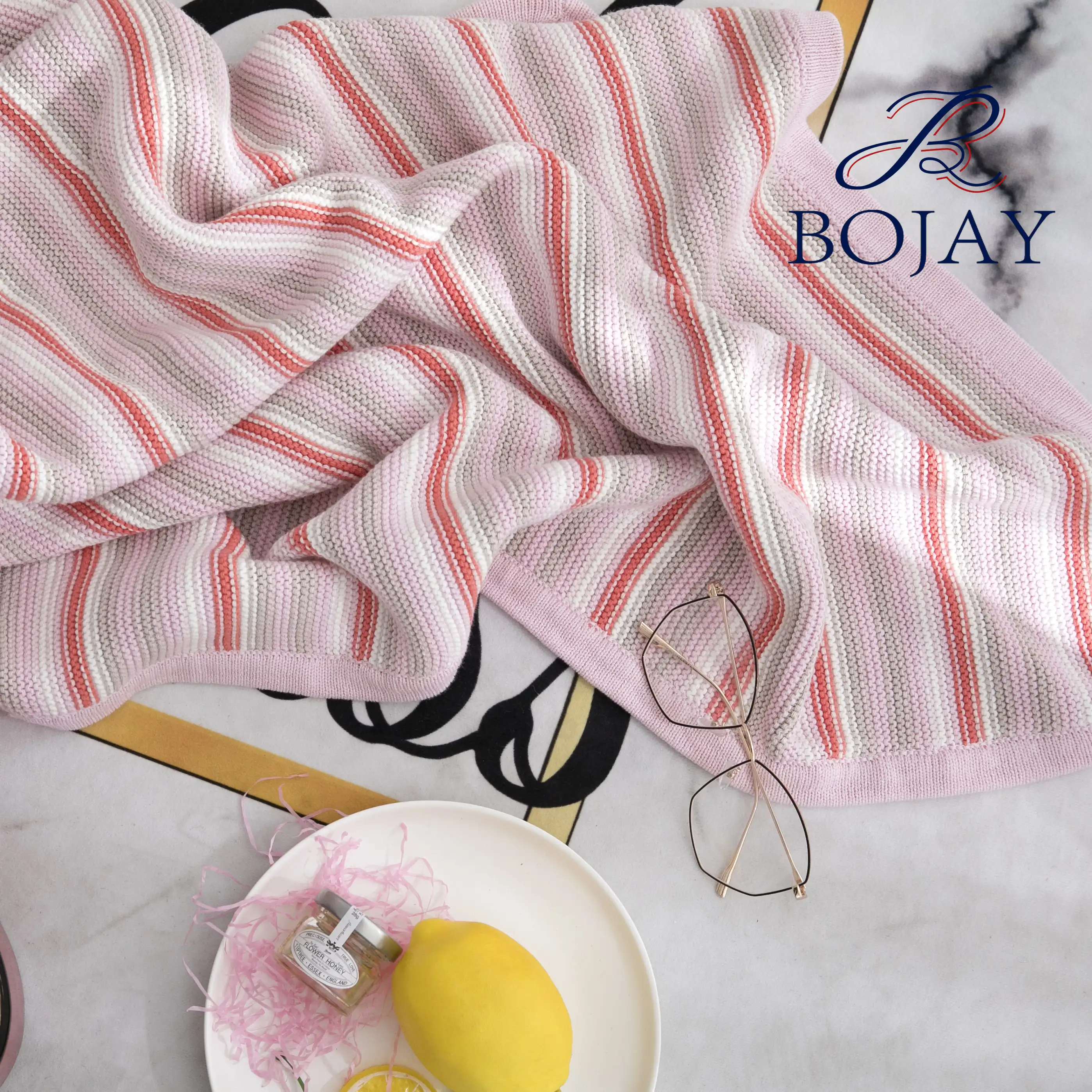 Cobertor extra suave de algodão, cobertor listrado e cores sólidas para bebês recém-nascidos, presente para bebês, 100% algodão
