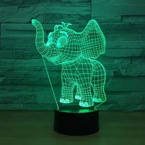 Gajah Kecil Akrilik 3D Lampu Led Warna-warni Lampu Malam Usb Plug In Hadiah Kreatif Grosir Drop Pengiriman BesGift Anak-anak