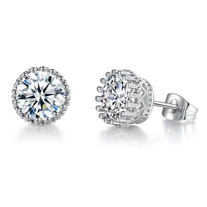 Commercio all'ingrosso di Stile Coreano Semplice CZ Orecchino 18 K <span class=keywords><strong>Oro</strong></span> <span class=keywords><strong>Bianco</strong></span> Placcato Taglio Rotondo di Cristallo Austriaco <span class=keywords><strong>Orecchini</strong></span> Della Vite Prigioniera <span class=keywords><strong>per</strong></span> la Ragazza Sposa e848 - Product Image 1