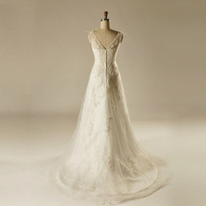 AH1510 V frontal y posterior diseño elegante diamend vestido de novia blanco una línea de sash tribunal tren vestido de novia - Product Image 6