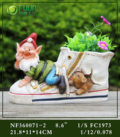 Pot de fleurs en résine en forme de botte de gnome, pour jardin, maison et bureau