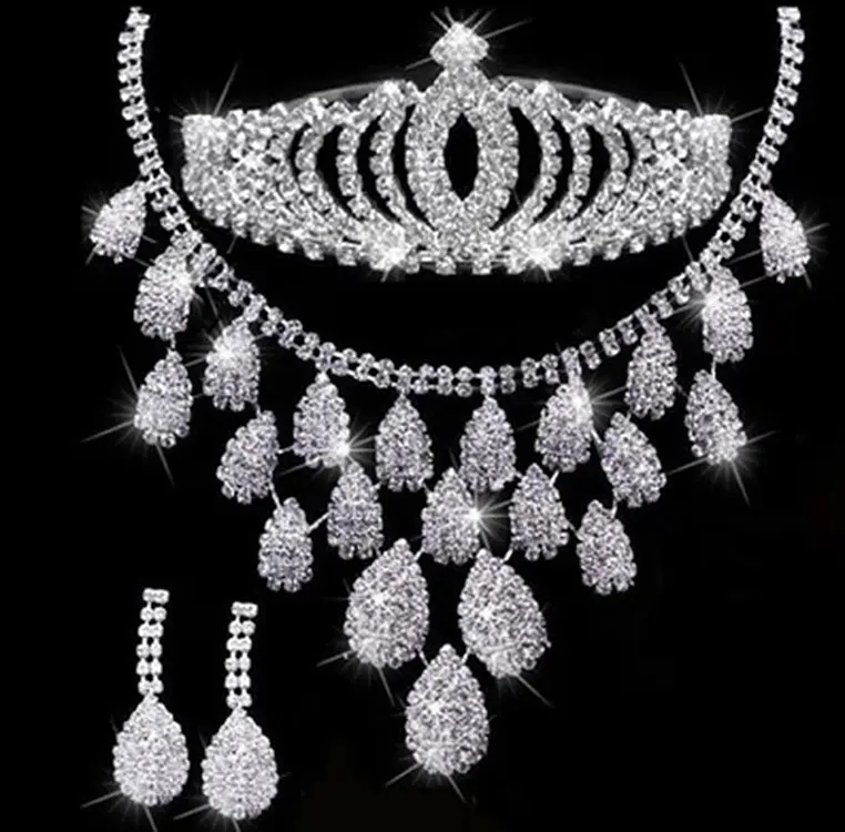 Kalung Liontin Pernikahan untuk Wanita, Set Kalung Perhiasan Perak Hadiah Modis untuk Wanita