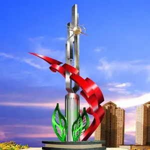 Gran Ctiy Plaza poner verde hojas artista diseño 304 tipo de escultura de acero inoxidable para la venta