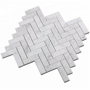 Wall And <strong>Tile</strong> Pattern Carrara 1&quot;*3&quot; Herringbone Marble Mosaic - Product Image 2