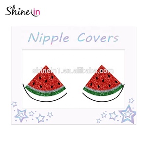 Großhandel New Watermelon Shape Brust pasteten Einweg Boob Glitter Nippel Abdeckung für Frauen - Product Image 3
