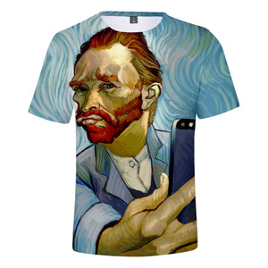 Sublimación <span class=keywords><strong>Vincent</strong></span> Van Gogh Diseño Impresión 3D Camiseta de gimnasio Tela de punto con impresión digital - Product Image 3