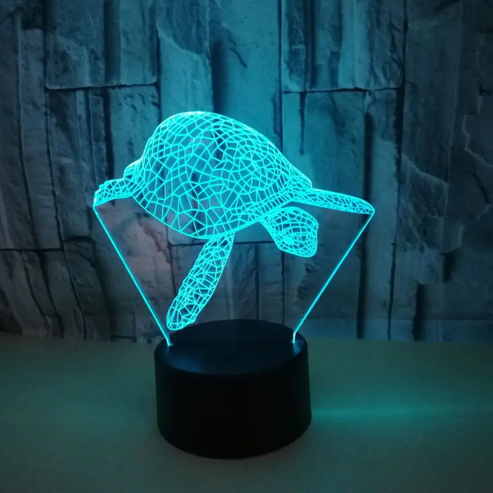 Новый тип ночной настольной лампы черепахи с семи цветами сенсорный 3d светодиодный визуальный светильник декоративный подарок