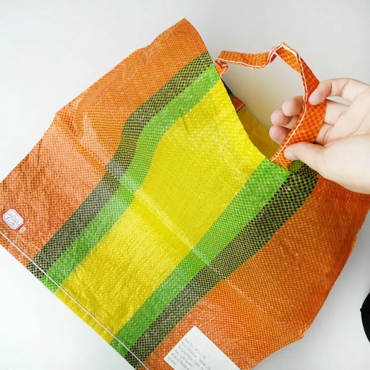Manufacture New design multi-color China pp raffia handle bag /sack export to Tanzania