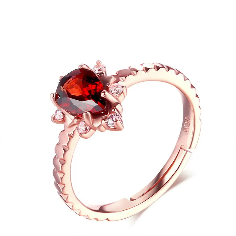 1 carat red teardrop shape garnet ring for women