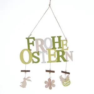 Easter Ostern Rabbit Wall Hanging Decorative Display Wooden Craft Signs