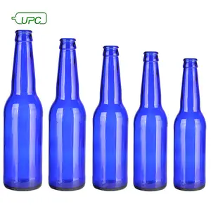 Glass Bottles Manufacturers 330ml Long Neck Blue Beer Bottle/ Beer Glass Bottle Wholesale