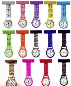 Wholesale Mix 14colors Nurse Fob Watch Brooches Tunic Quartz Silicone Nurse Watch