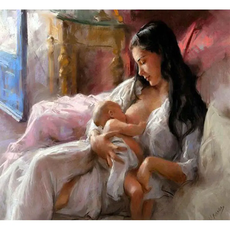 Картина по номерам CHENISTORY 99062, Современная картина маслом, материнская любовь, без рамки