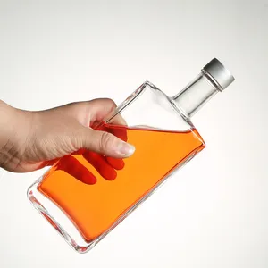 500ml Square High Quality Crystal-like Glass Gin Spirit Liquor Glass Bottle with Cork Stopper
