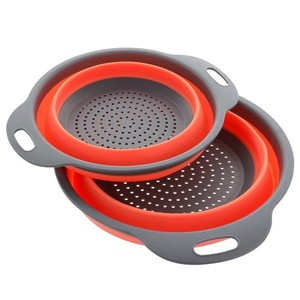 Multifunctional Plastic Kitchen Collapsible <strong>Sink</strong> Bowl Drain <strong>Basket</strong> Silicone Collapsible Colander Set Folding Vegetable <strong>Strainer</strong> - Product Image 1