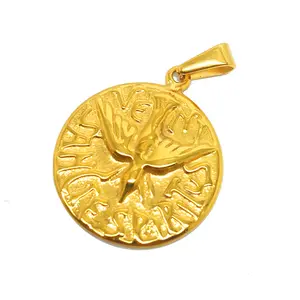 Olivia Fashion Holy Spirit Medal Charm Dove Religious Jewelry Stainless Steel18k Gold Pendant For Men