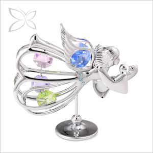 คริสตอคราฟท์ ขายส่ง รูปปั้นเทวดาเหล็กชุบโครเมียมอย่างดี ประดับด้วยคริสตัลเจียระไนสวยงาม ของขวัญคริสต์มาส - Product Image 1