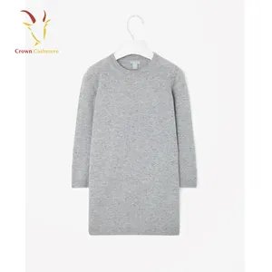 Girls 100% Pure Cashmere Round Neck Long Dress Sweater