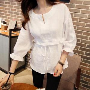 Women's Casual Summer Saree <strong>Blouse</strong> and Shirt Designs Long Sleeve Tops in Plus Size Chiffon Fabric with Western Style - Product Image 2