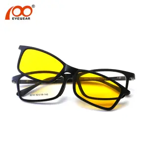 Neues Design TR90 optischer Rahmen mit Clip auf Sonnenbrille mit polarisierter Linse Nachtsicht-Sonnenbrille